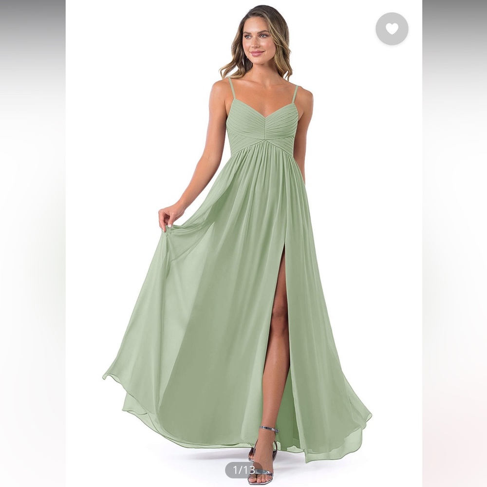 Azazie - Dusty Sage Alia - Size 6 (Tailored Length)